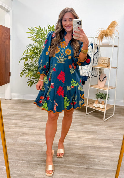 Floral Print Puff Sleeve Mini Dress