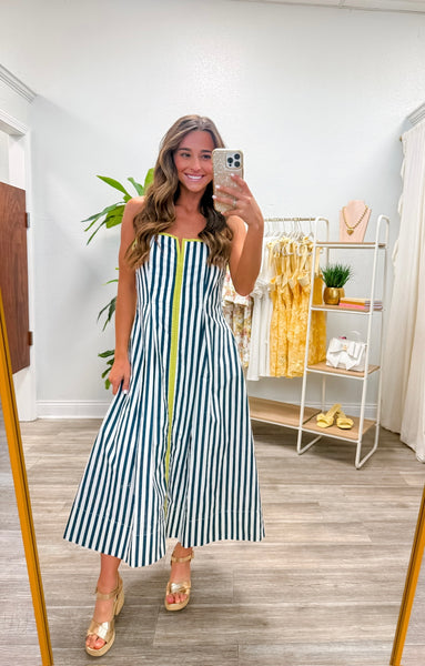 Striped Sleeveless Midi Dress