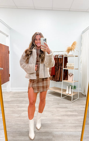 Plaid Low Back Mini Dress