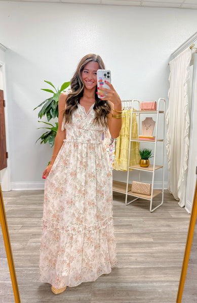 Floral Shoulder Strap Midi Dress
