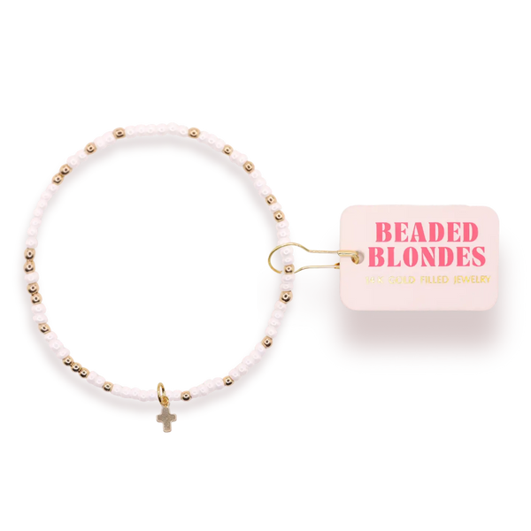 Mini Cross Charm Bracelet On Color-6.75in.