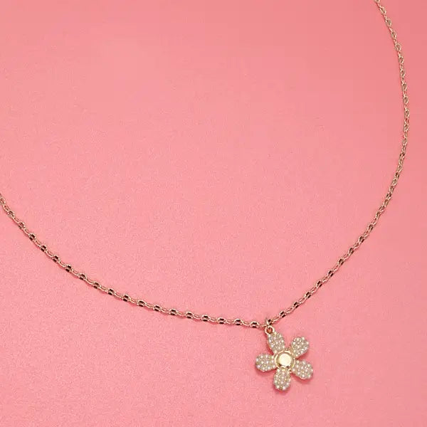 Pearl Flower Charm Necklace