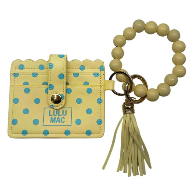 Lulu Mac Polka Dot Beaded Wristlet ID Wallet