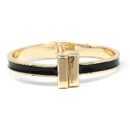 Black Epoxy & Gold Bar Hinged Bracelet