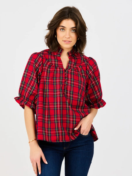Daphne Plaid Half Sleeve Top