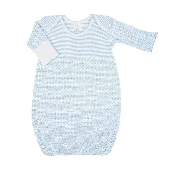 Paty Knit Overlap Shoulder Gown-Blue
