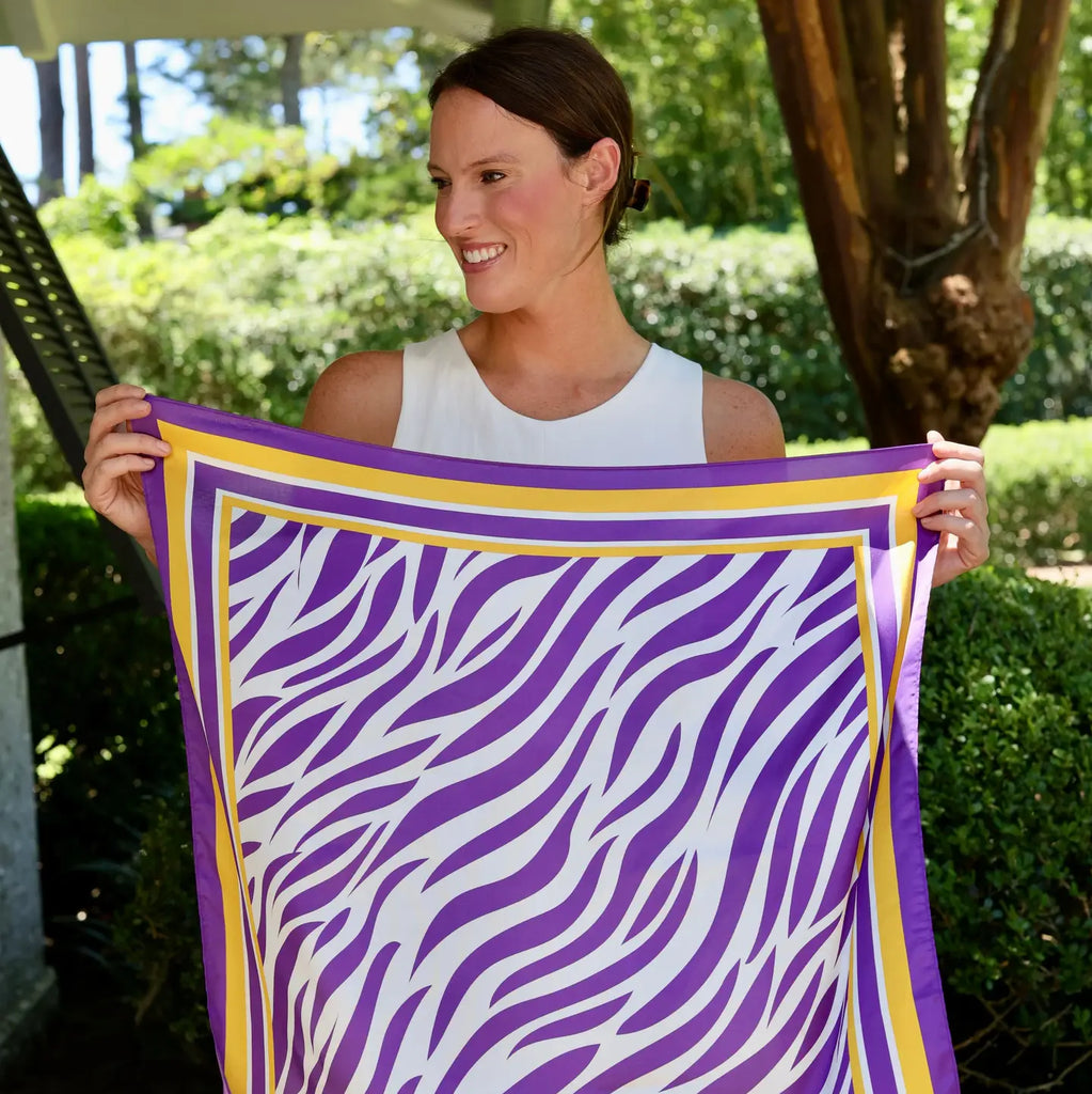 Harper Striped Scarf Medium Purple Gold
