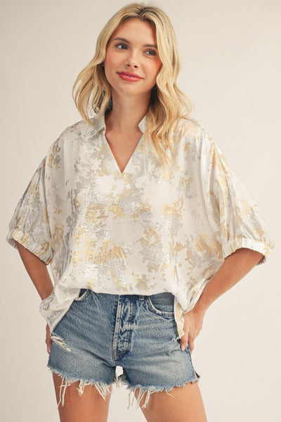 Dolman Sleeves Metallic Top