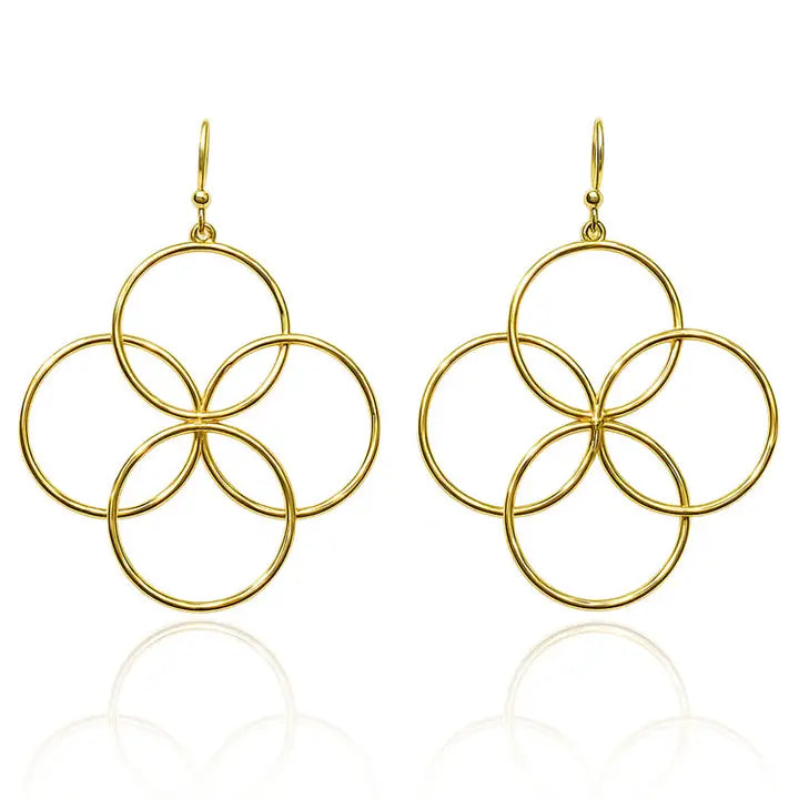 Gold Geometric Circles 1" Earrings