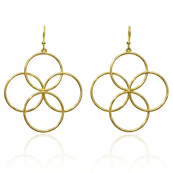 Gold Geometric Circles 1" Earrings