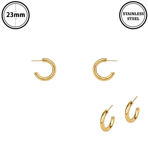 Stainless Steel 1" Gold Hoop Earring