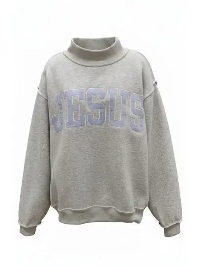 Jesus Applique Stripe Patch Sweatshirt