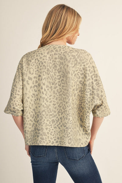 Button Down Metallic Leopard Top
