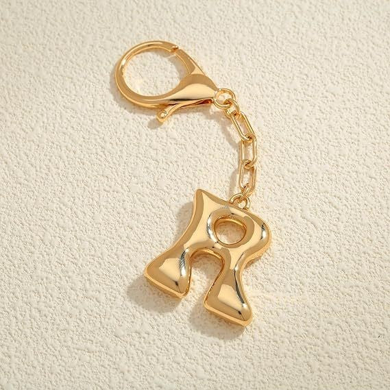 Bubble Letter Monogram Bag Charm Key Chain