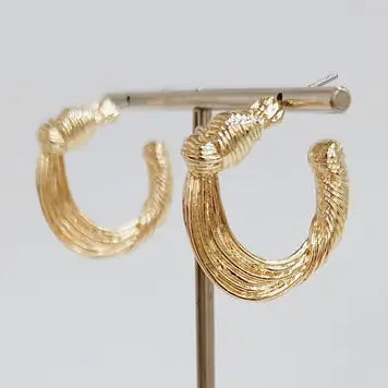 Gold Twisted 1.5" Hoop Earring