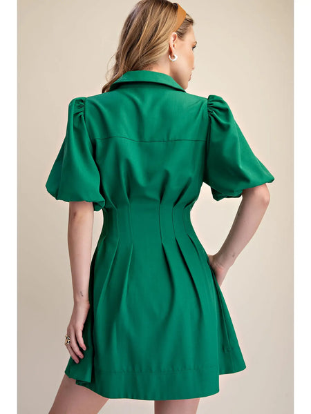 Pleated Waist Mini Fit & Flare Dress