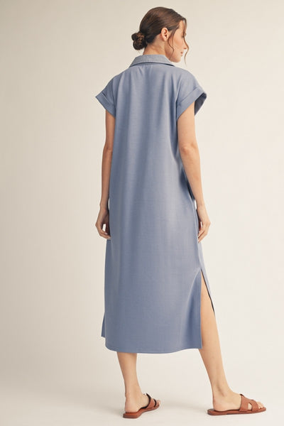 Stitch Detail Side Slit Midi Dress