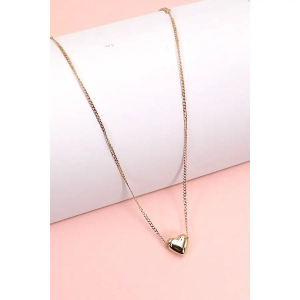 Movable Gold Heart Charm Necklace