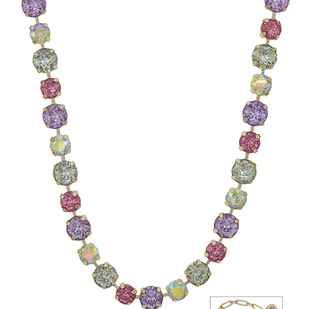 Water Resistant Light Multi Crystal 10&12mm Stone Magnetic Closure 17" Necklace