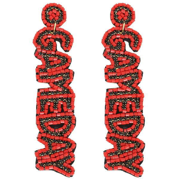 Game Day Letter Beaded Rhinestone Post Earrings