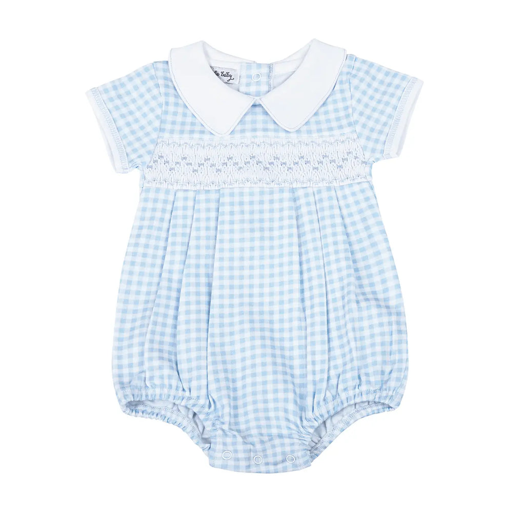 Mini Checks Smocked Collared Bubble