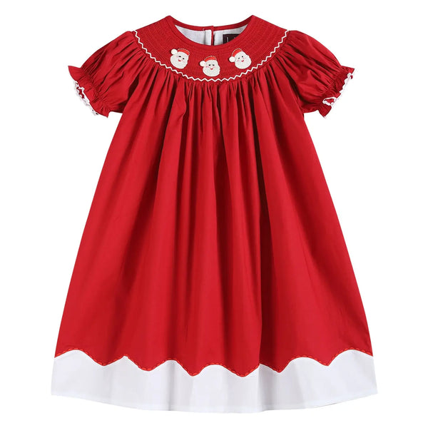 Santa Smocked Bishop Dress