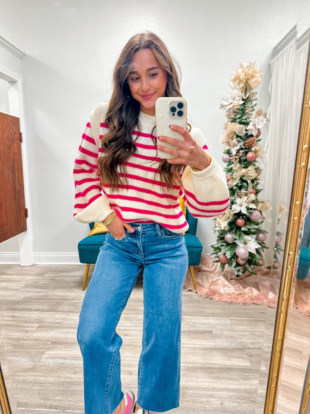 Long Sleeve Knitted Striped Sweater