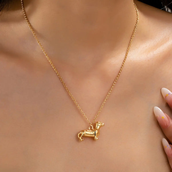 Gold-Tone Dachshund Dog Pendant Necklace
