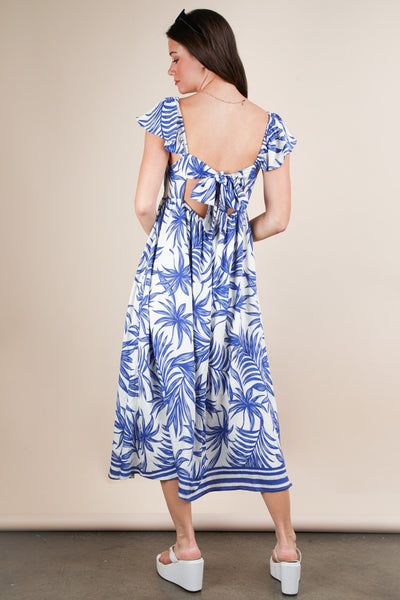 Tropical Printed Midi Boho Dress