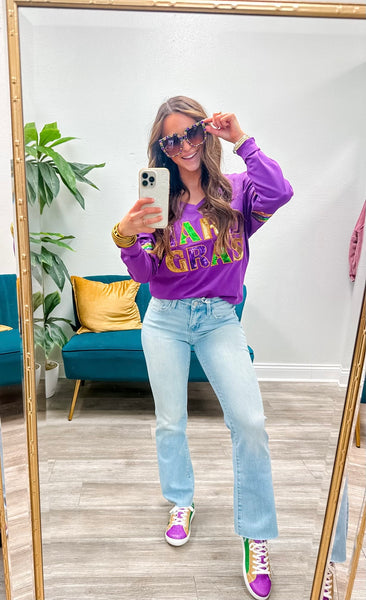 Mardi Gras Sequin Long Sleeve Top