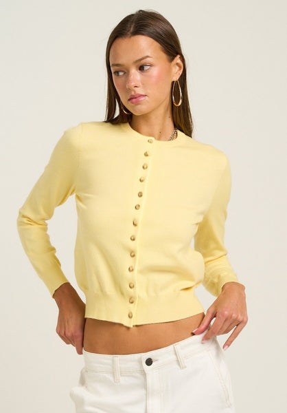 Bright Pastel Knit Button-Up Top