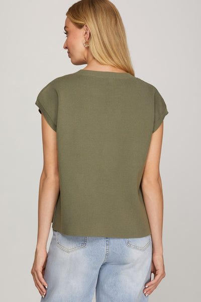 Sleeveless Round Neck Striped Sweater Top