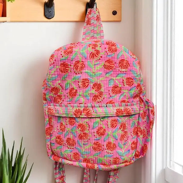 Georgina Pink Floral Print Backpack