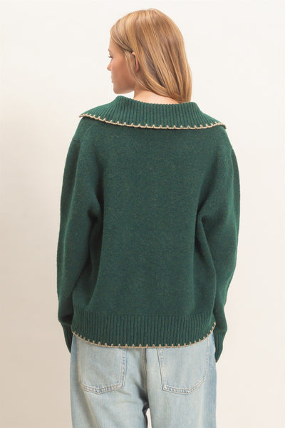 Blanket Stitch Collared Cardigan