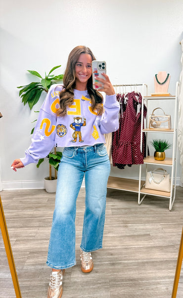 Lsu Patched Up Cropped Crew Pullover