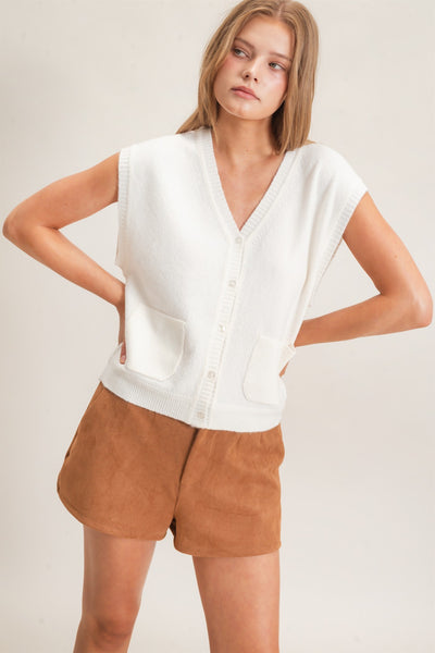 V-Neck Buttoned Sweater Vest