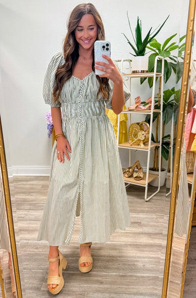 Striped Button Down Midi Dress