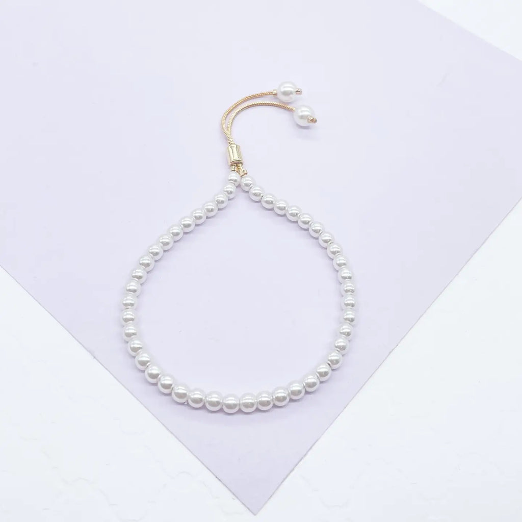 18k Gold Filled Pearl Adjustable Bracelet