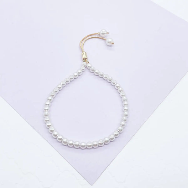 18k Gold Filled Pearl Adjustable Bracelet