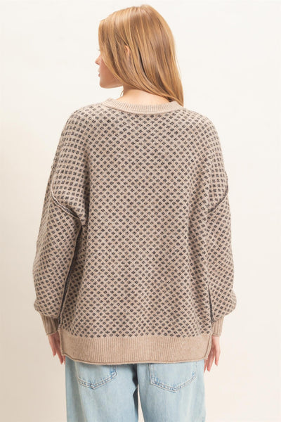 Diamond Jacquard Knit Sweater