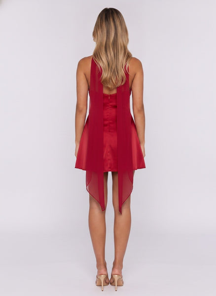 Satin Halter Backless Mini Dress