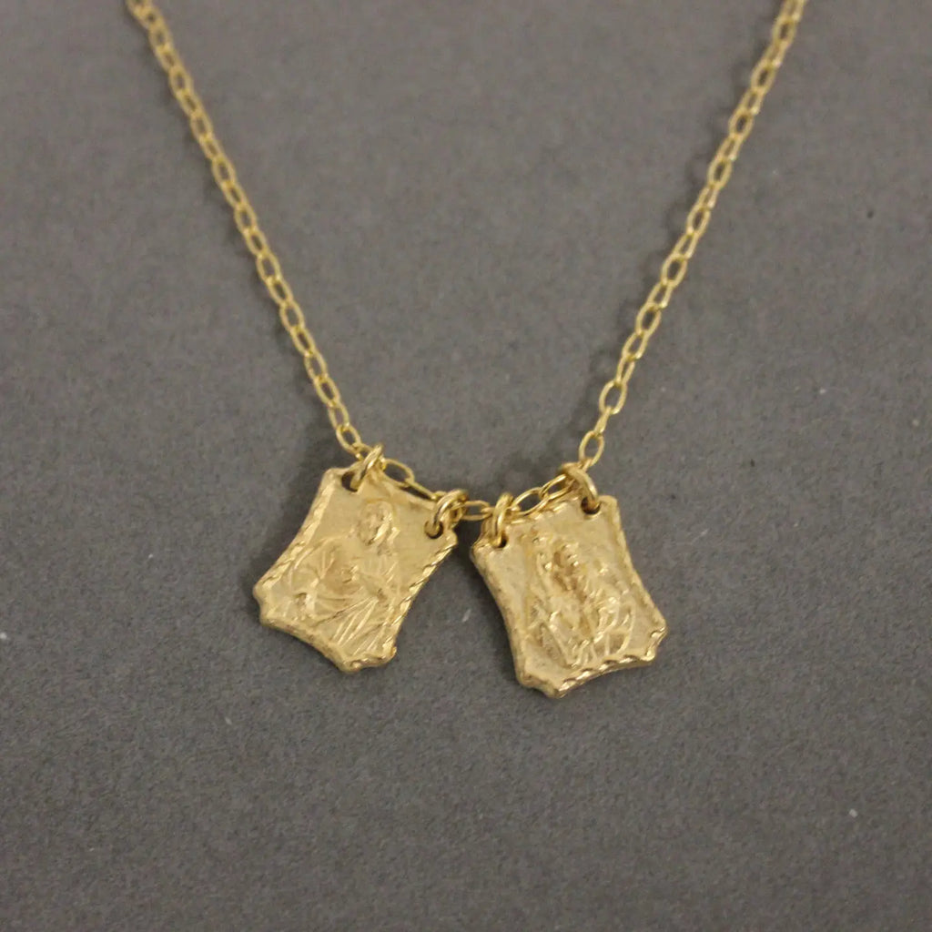 Gold-Plated Scapular Pendant Necklace