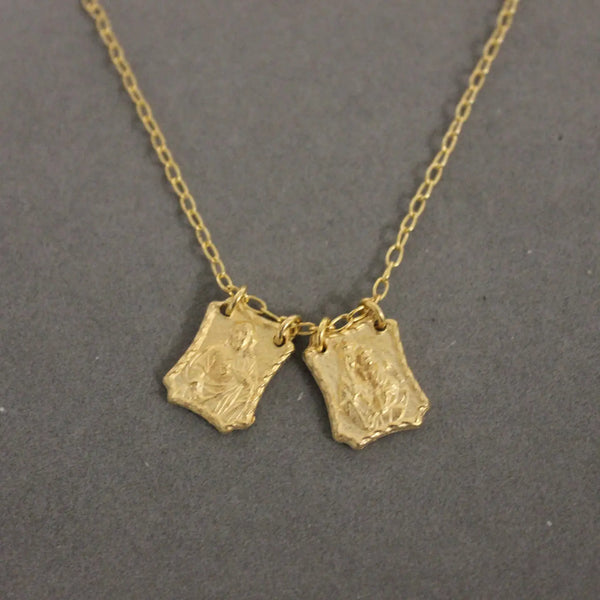 Gold-Plated Scapular Pendant Necklace