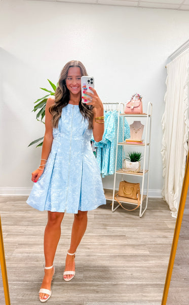 Floral Jacquard Sleeveless Mini Dress