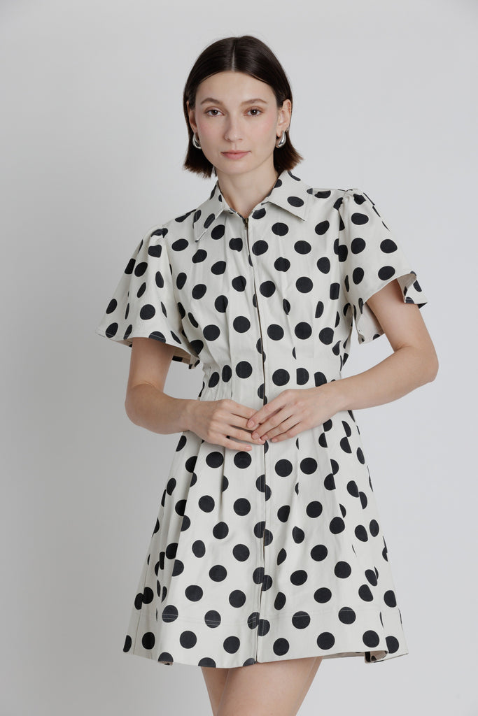 Polka Dot Collared Utility Dress