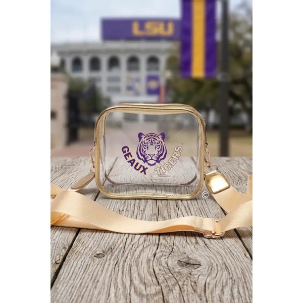 Geaux Tigers Gold Clear Crossbody Bag
