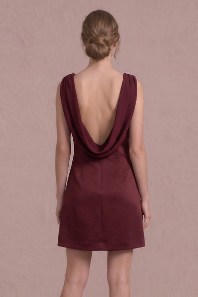 Heavy Satin Back Cowl Mini Dress