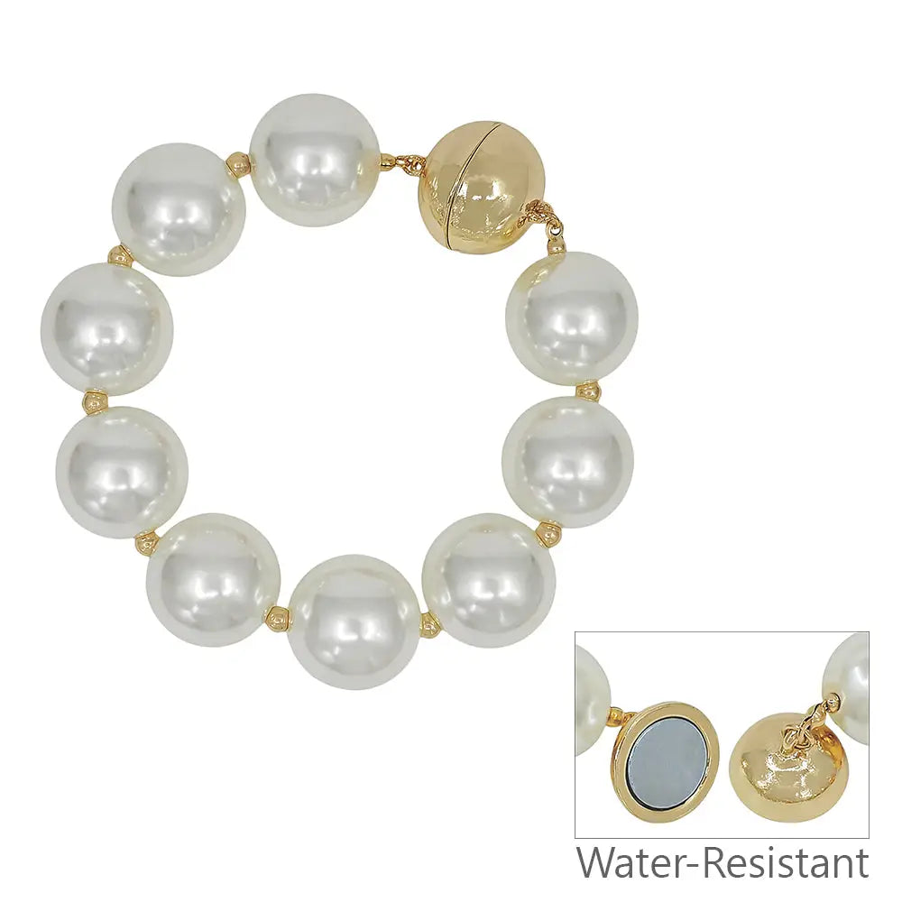 Water Resistant 20mm Pearl with Gold Magnetic Clasp