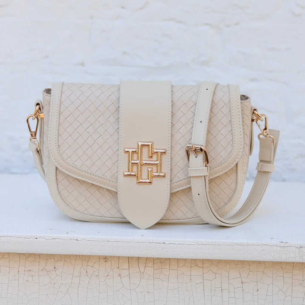 Griffin Crossbody Woven Almond Bag
