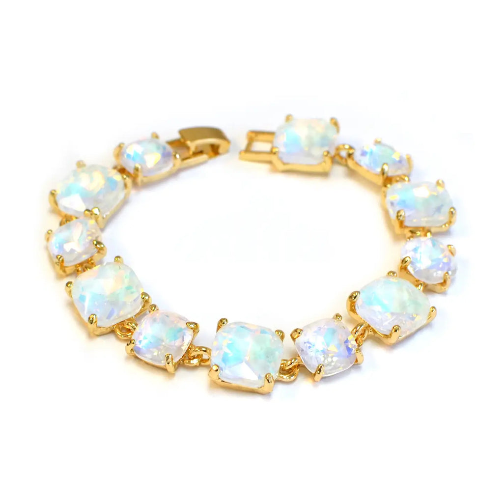 Pastel White Glass Crystal 7.5" Bracelet